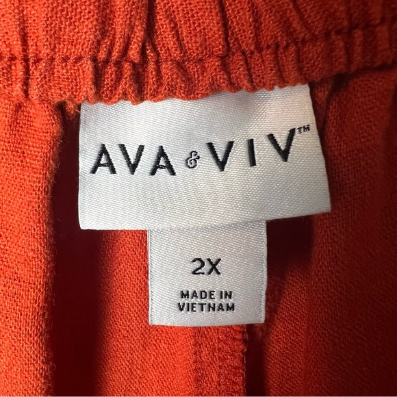 Ava‎ & Viv - Women’s Linen Blend Orange Shorts Belted Plus Size - Sz. 2X - Picture 3 of 7